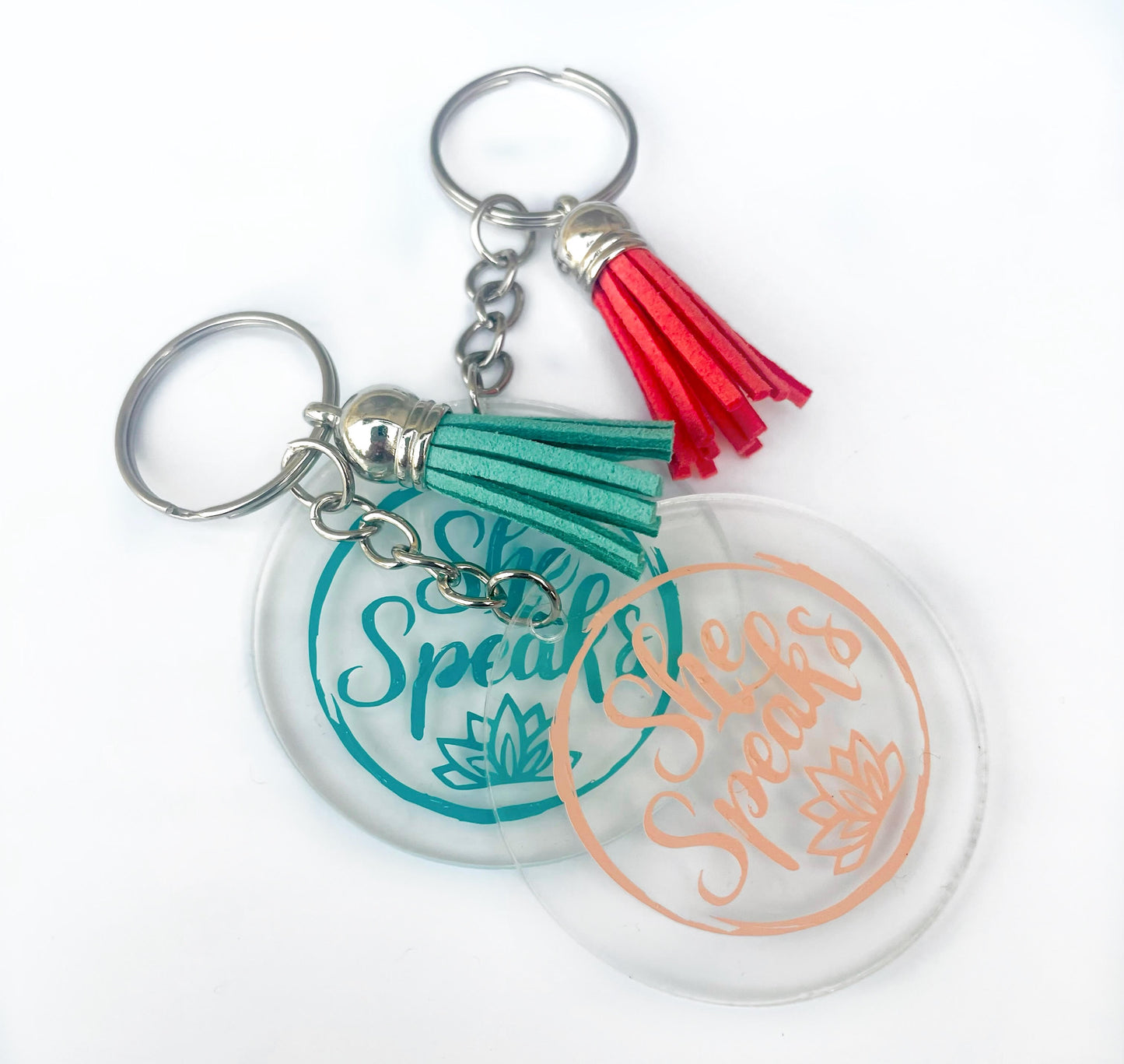 She Speaks Tassel Keychain