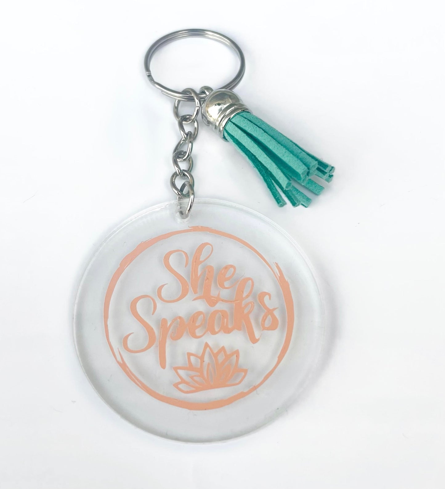 She Speaks Tassel Keychain