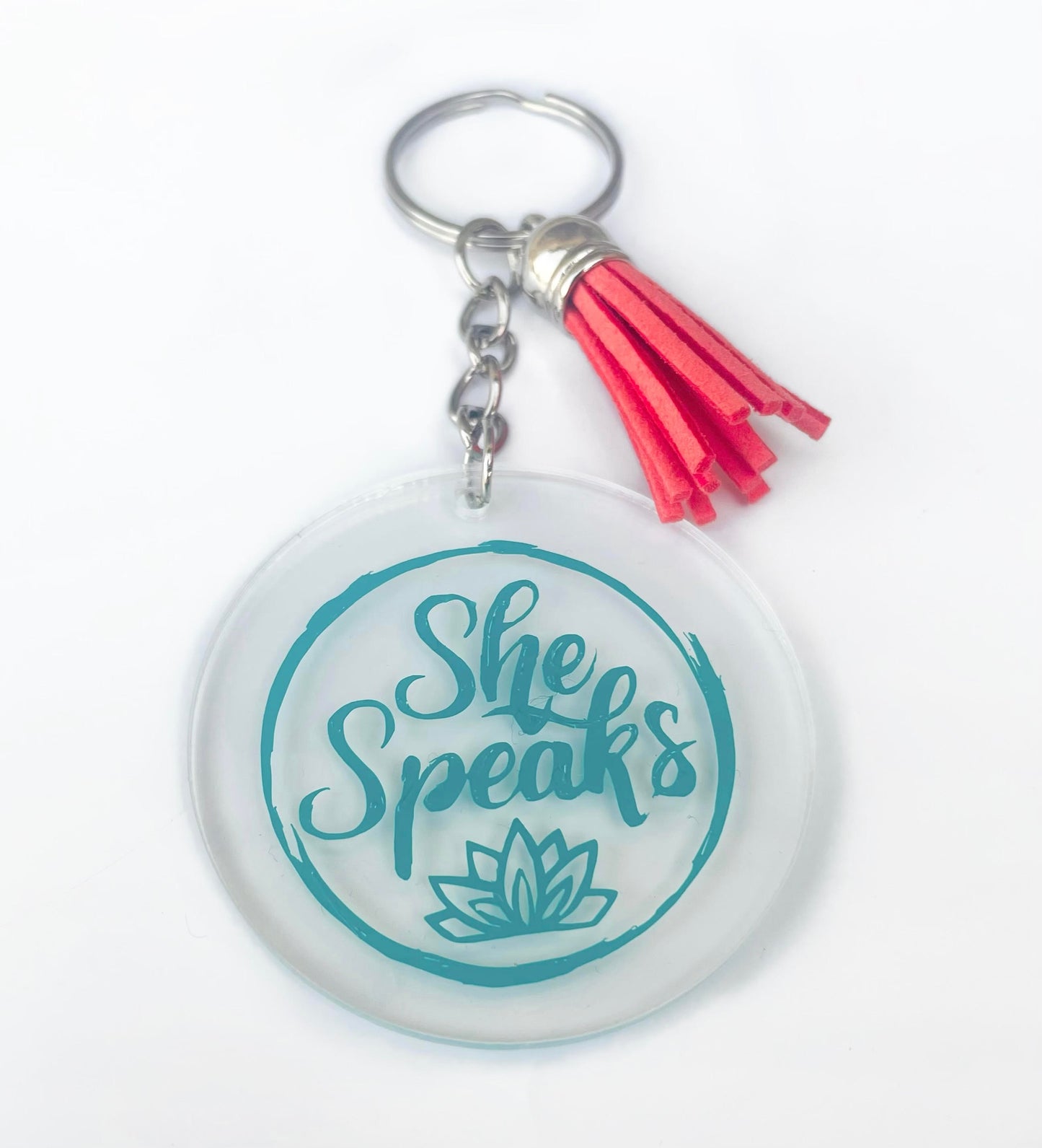 She Speaks Tassel Keychain